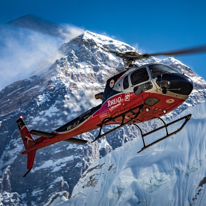 Simrik Air soars above the majestic Himalayas, offering breathtaking aerial views on the way to remote mountain destinations in Nepal.