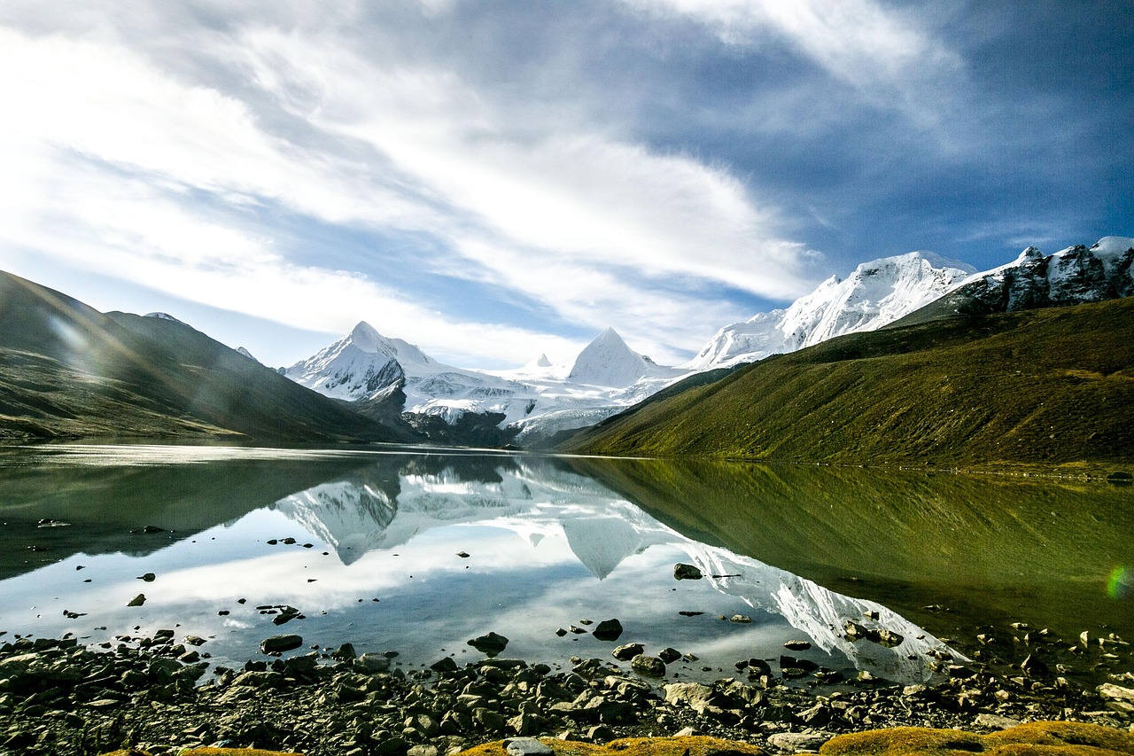 Kailash mountain ranges reflected in the sacred lake a divine view along the Hilsa route to Mansarovar.