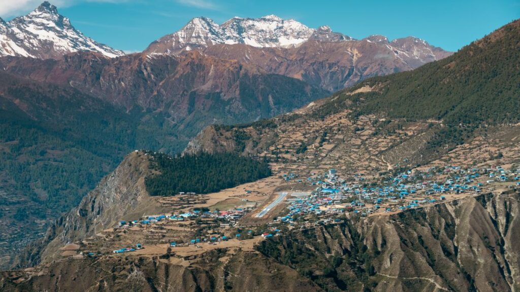 Beautiful lukla airport seen from a distance