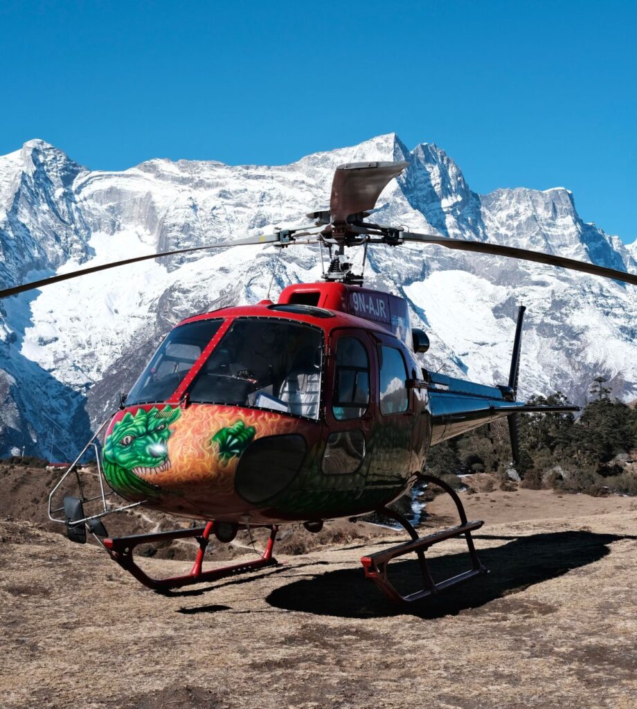 Helicopter at Manaslu circuit trekking
